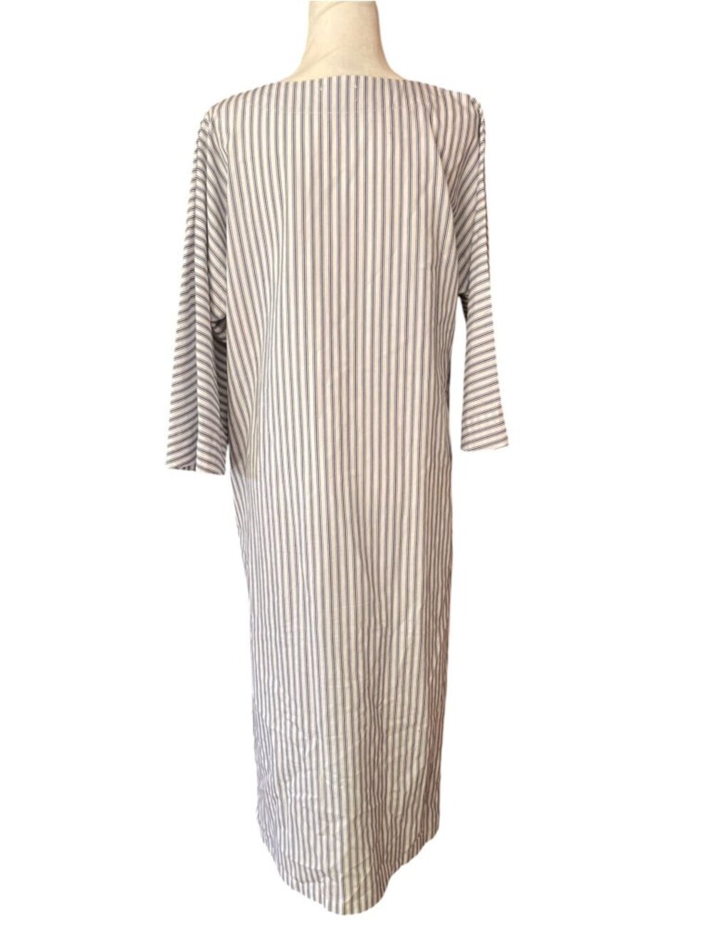 PETITE PLUME french ticking stripe cotton caftan SZ S Luxury Sleepwear - Picture 4 of 12